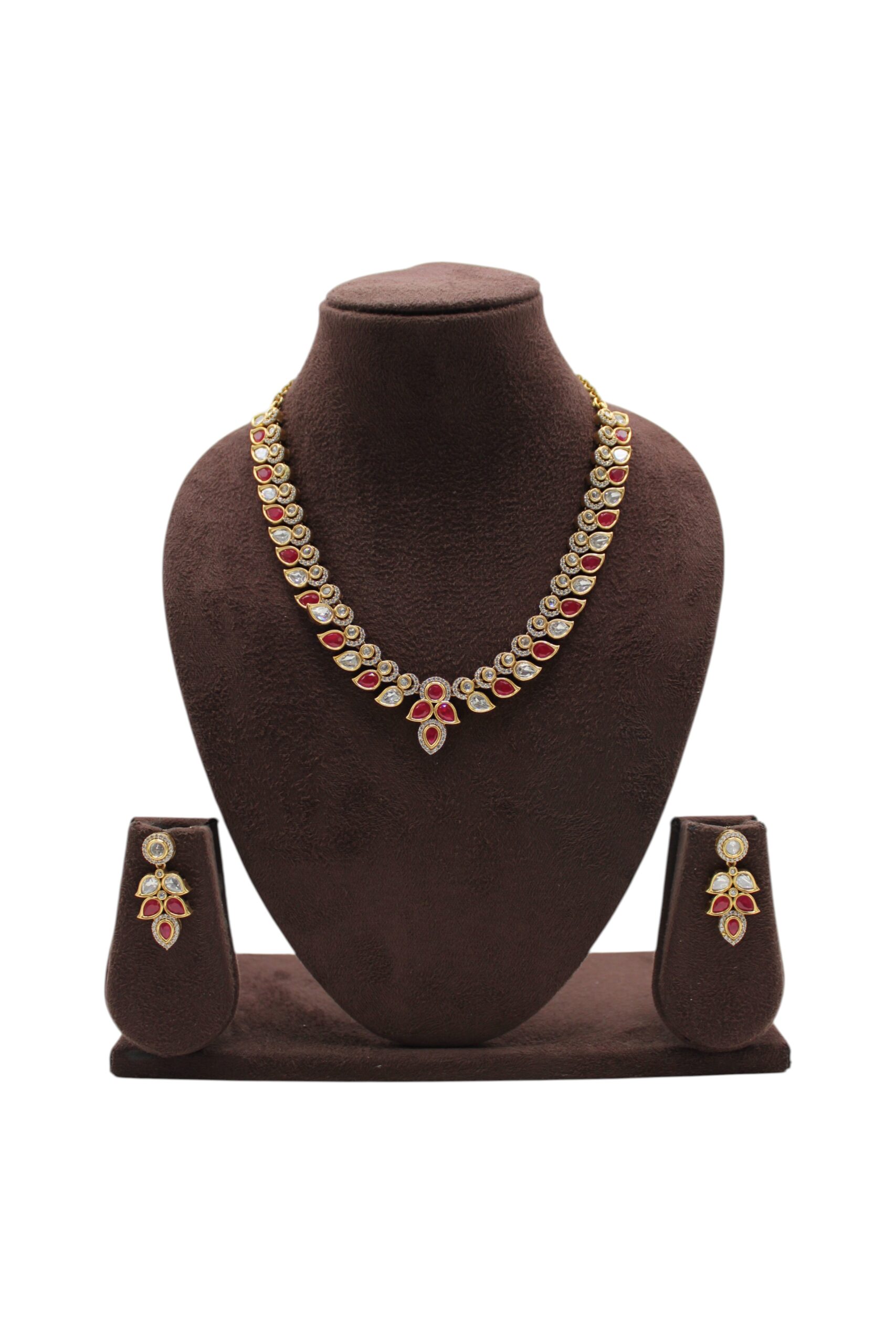 Elegant Gold and Red Stone Jewelry Set