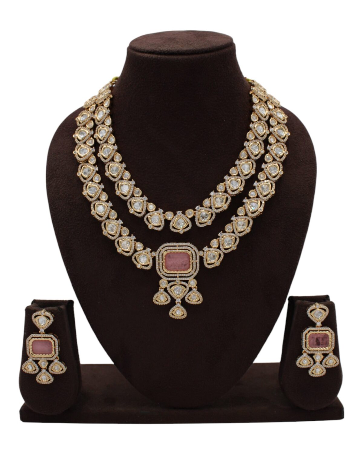 Elegant Gold and Diamond Necklace Set