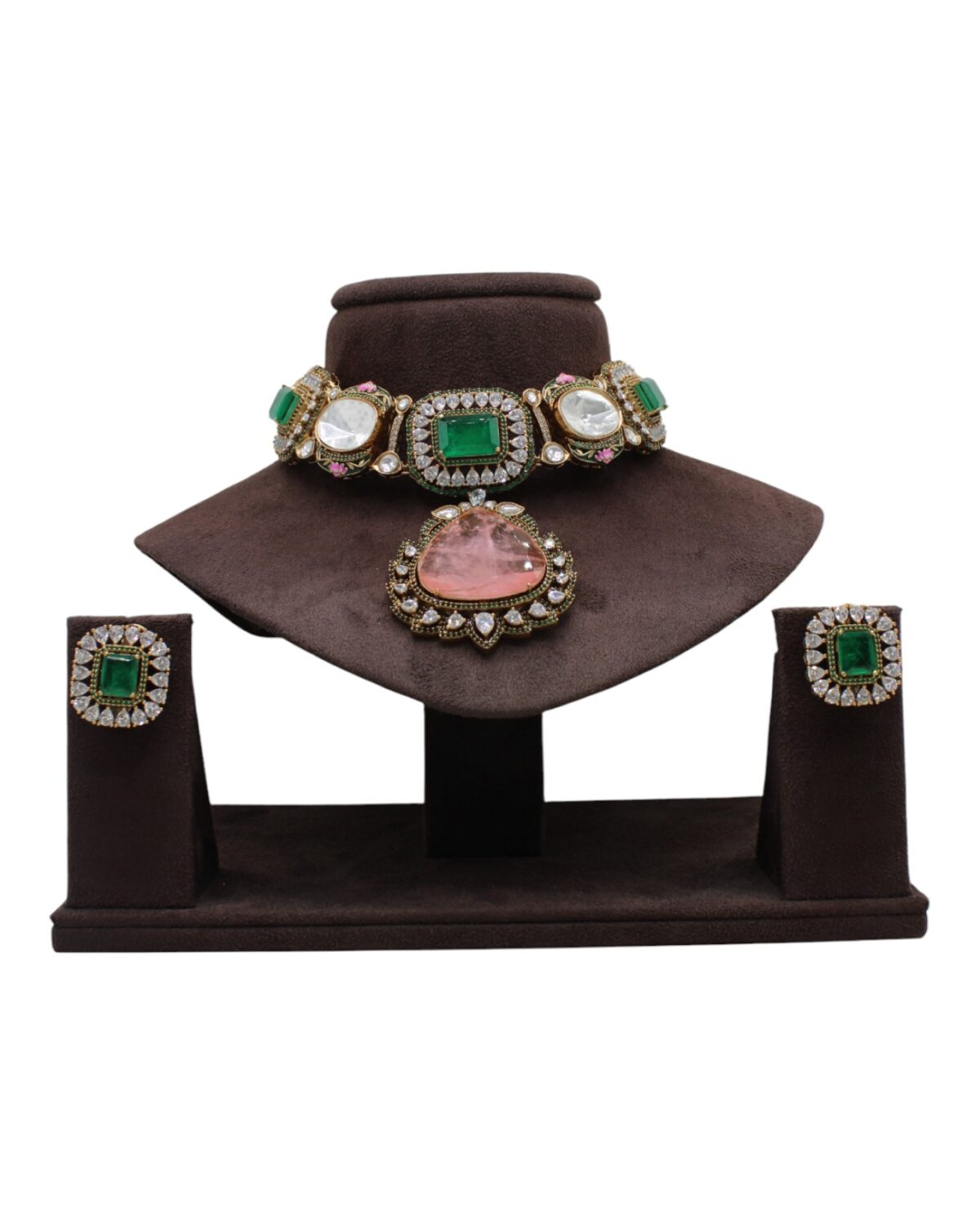 Elegant Vintage Jewelry Set with Colorful Gemstones