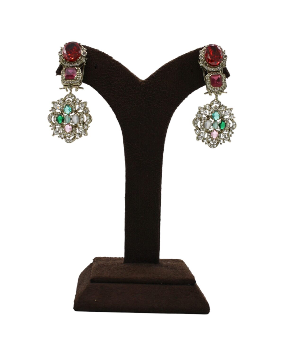 Elegant Vintage-Inspired Gemstone Earrings Display