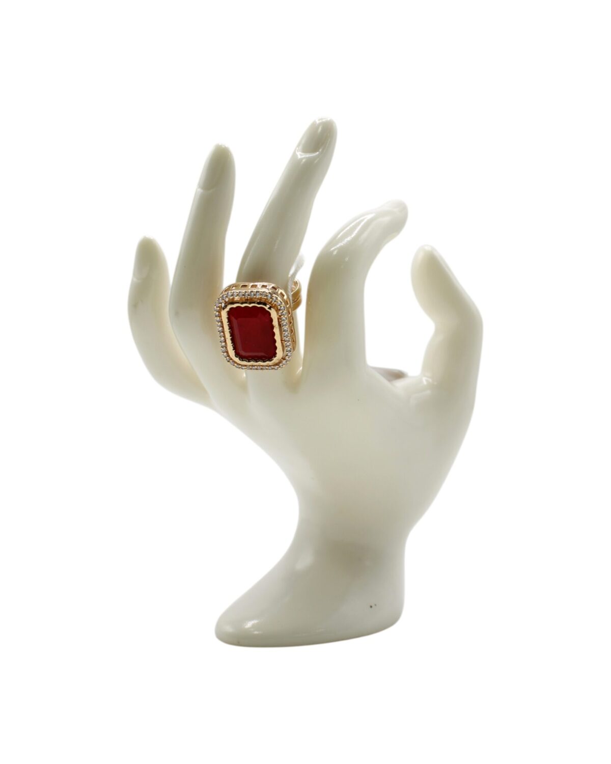 Elegant Gold Ring Displayed on a Decorative Hand Model