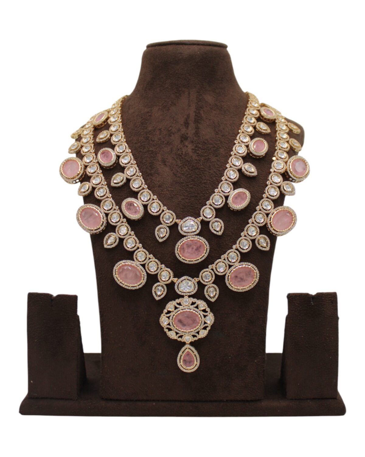 Elegant Pink and Diamond Necklace Set