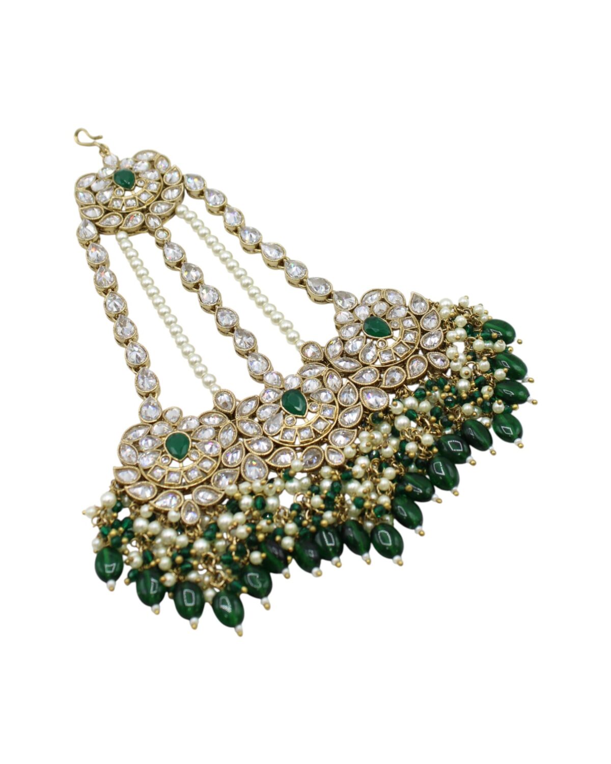 Elegant Traditional Indian Jewelry with Green and White Stones