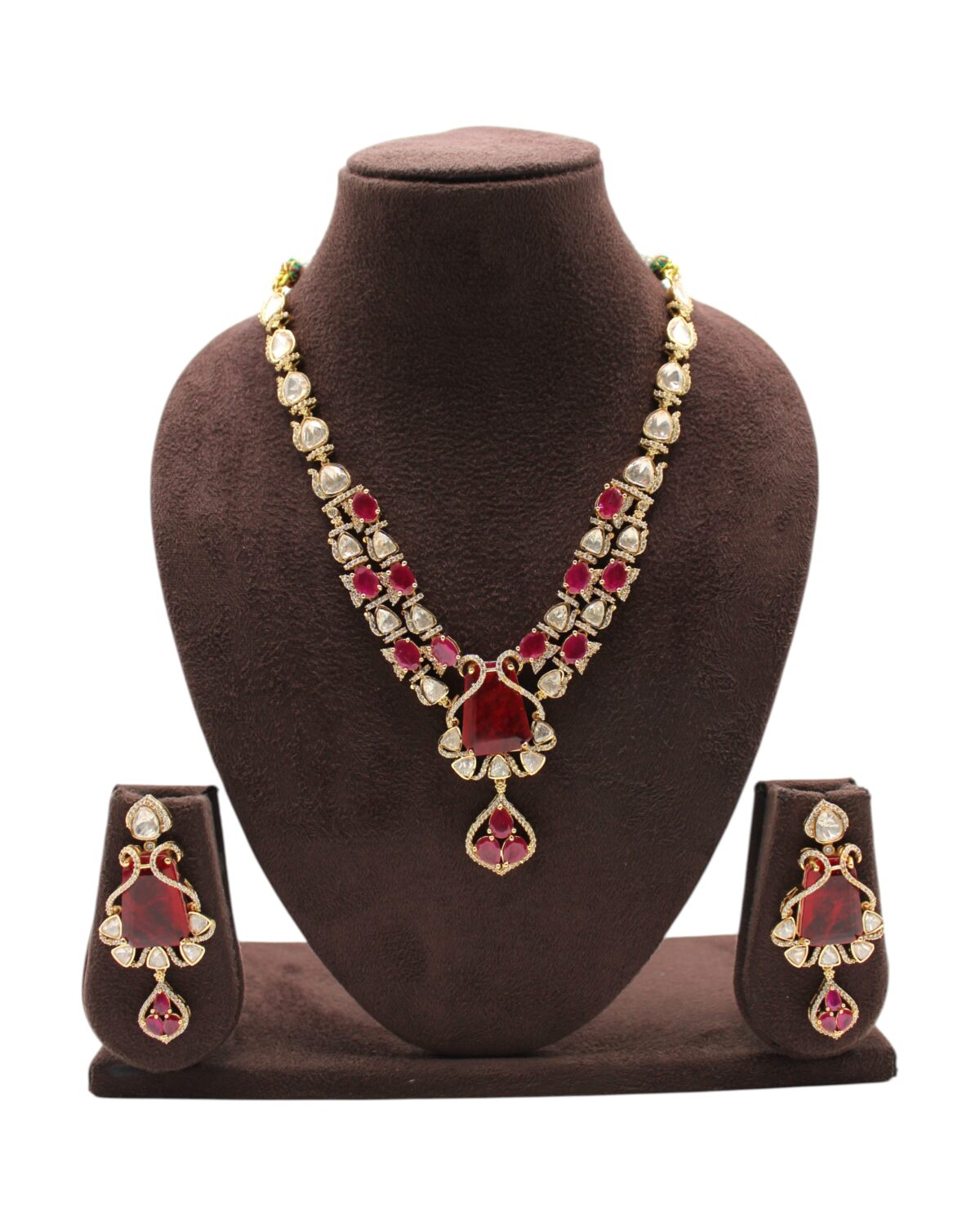 Elegant Red and Gold Jewelry Set Display