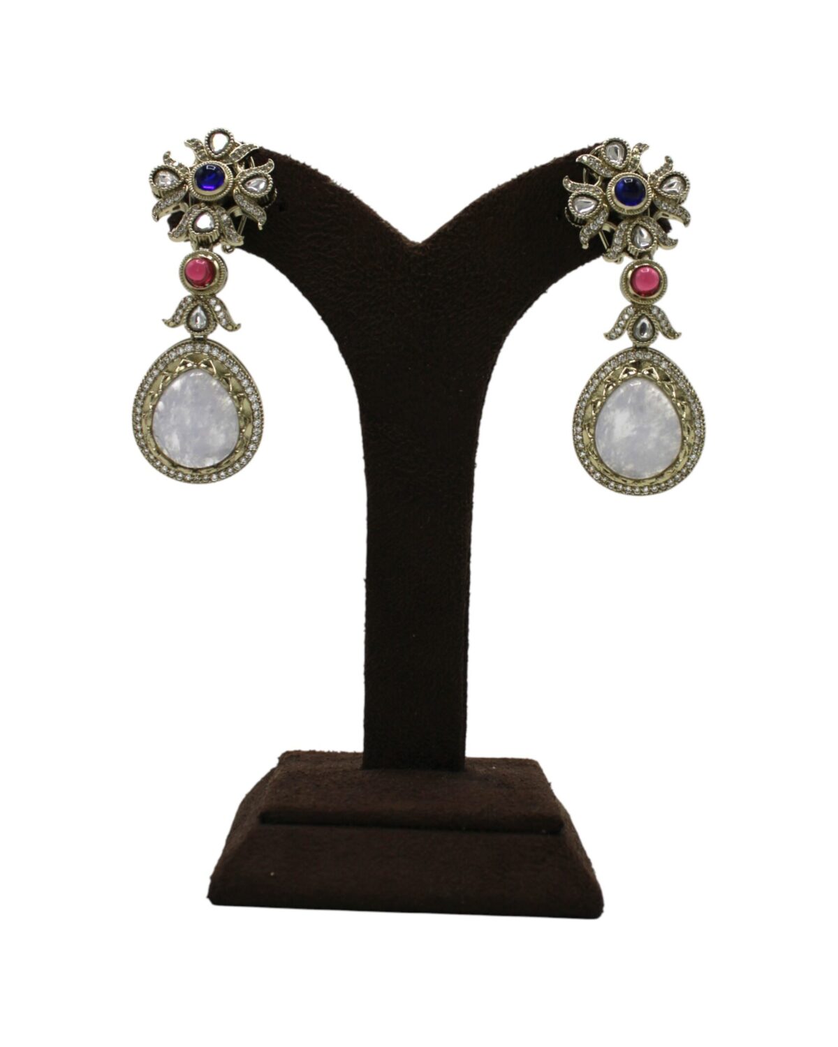 Elegant Vintage-Inspired Drop Earrings with Colorful Accents