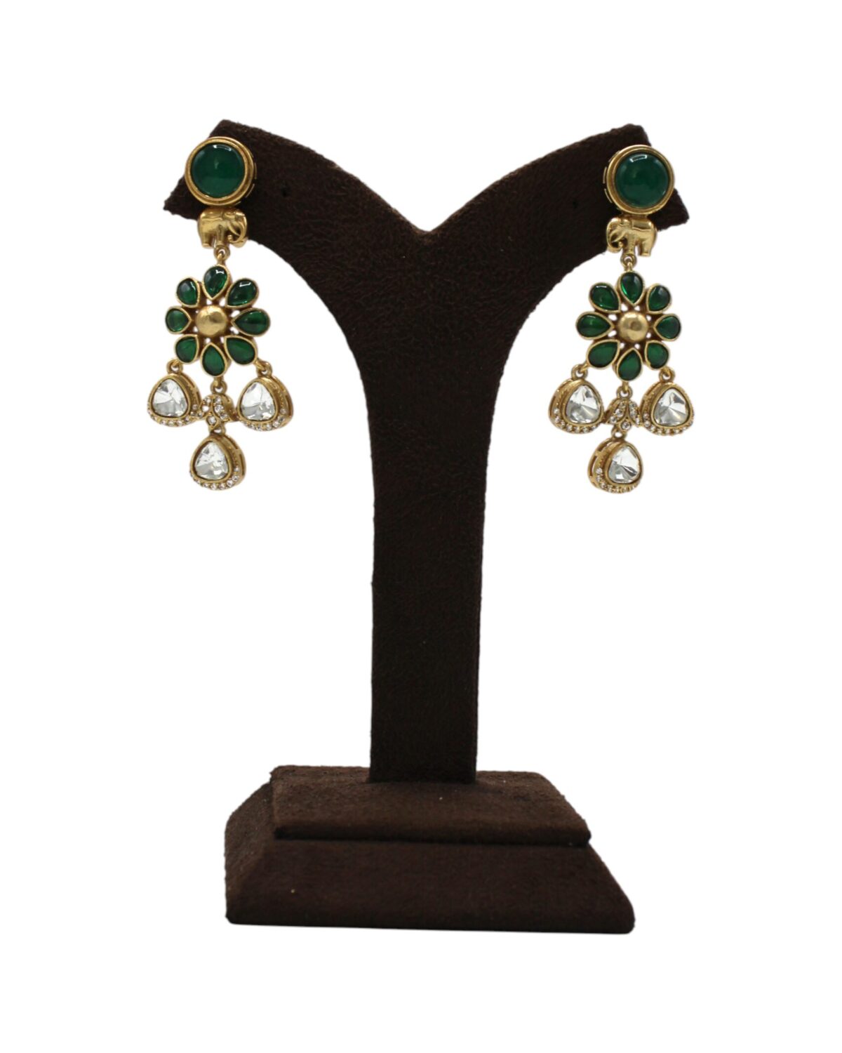 Elegant Green and Gold Drop Earrings