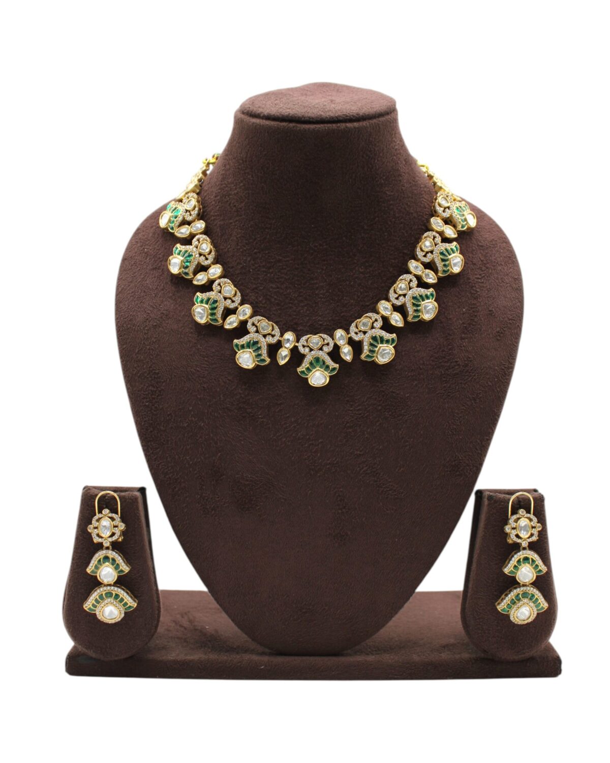 Elegant Gold and Green Stone Jewelry Set