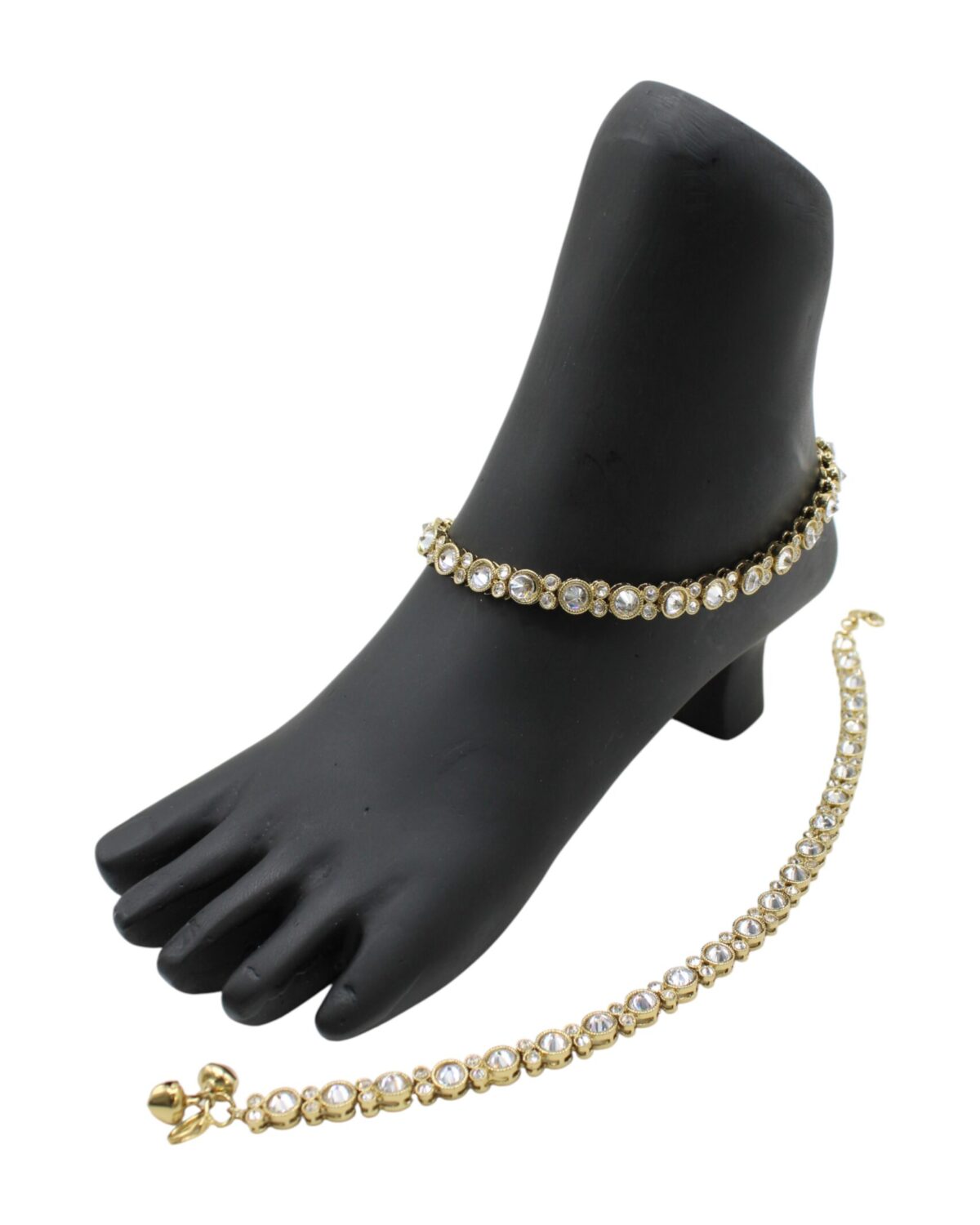 Elegant Gold and Crystal Foot Jewelry Display