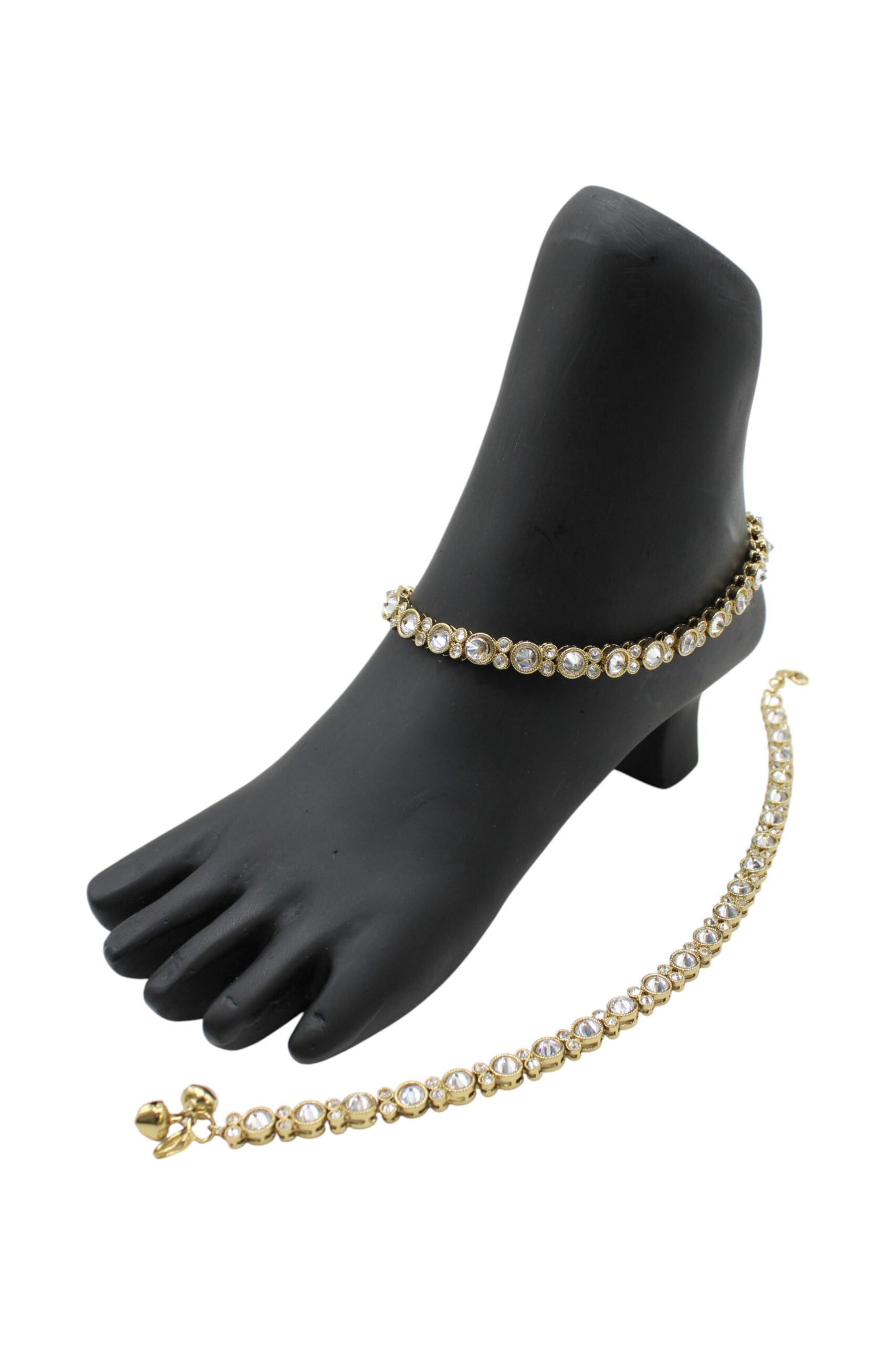 Elegant Gold and Crystal Foot Jewelry Display