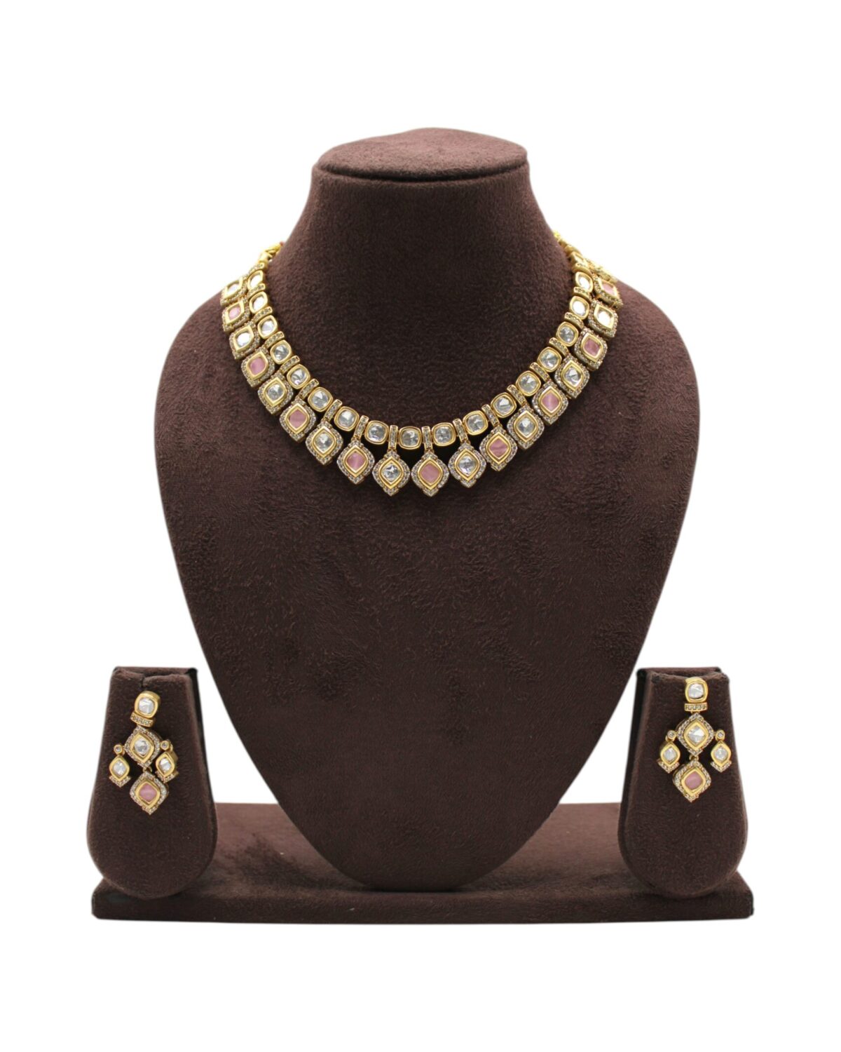 Elegant Gold and Diamond Necklace Set