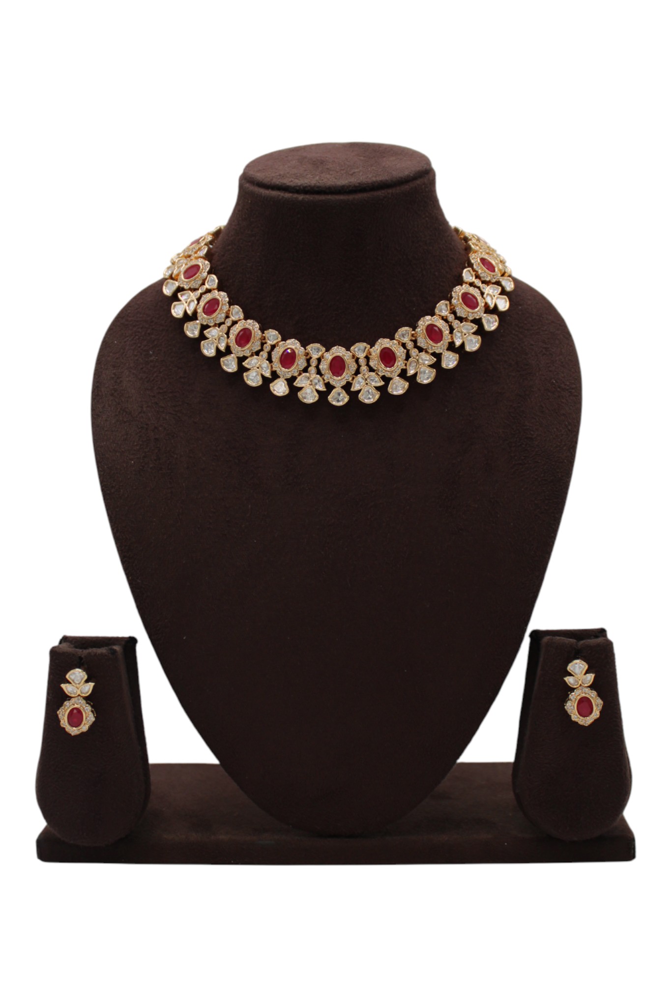 Elegant Gold and Ruby Necklace Set