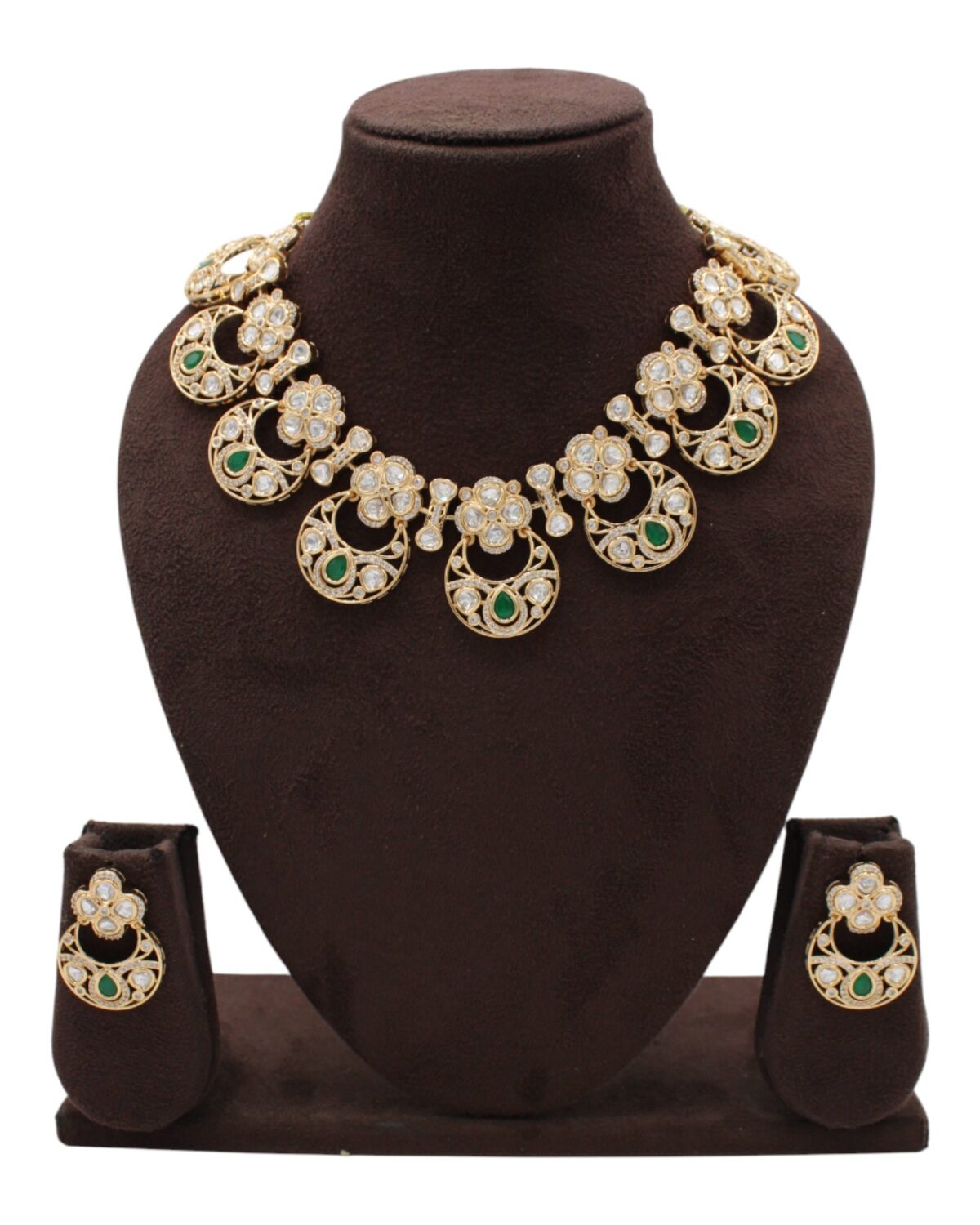 Elegant Gold and Green Floral Jewelry Set