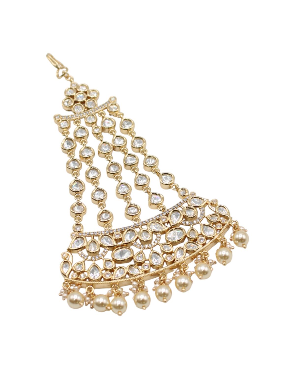 Elegant Gold and Pearl Chandelier Earring