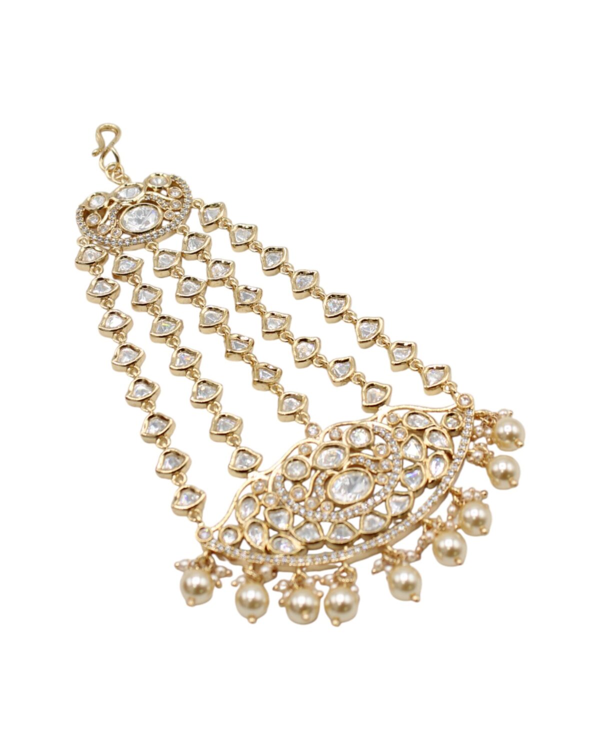 Elegant Gold and Pearl Chandelier Earring
