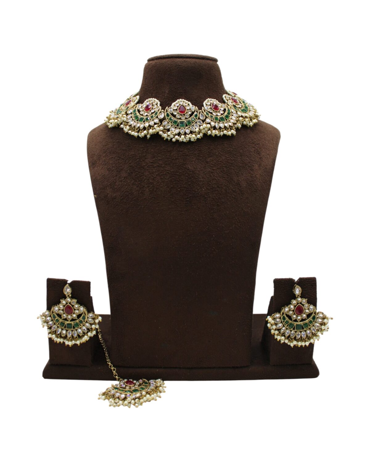 Elegant Traditional Jewelry Set with Ruby and Pearl Accents