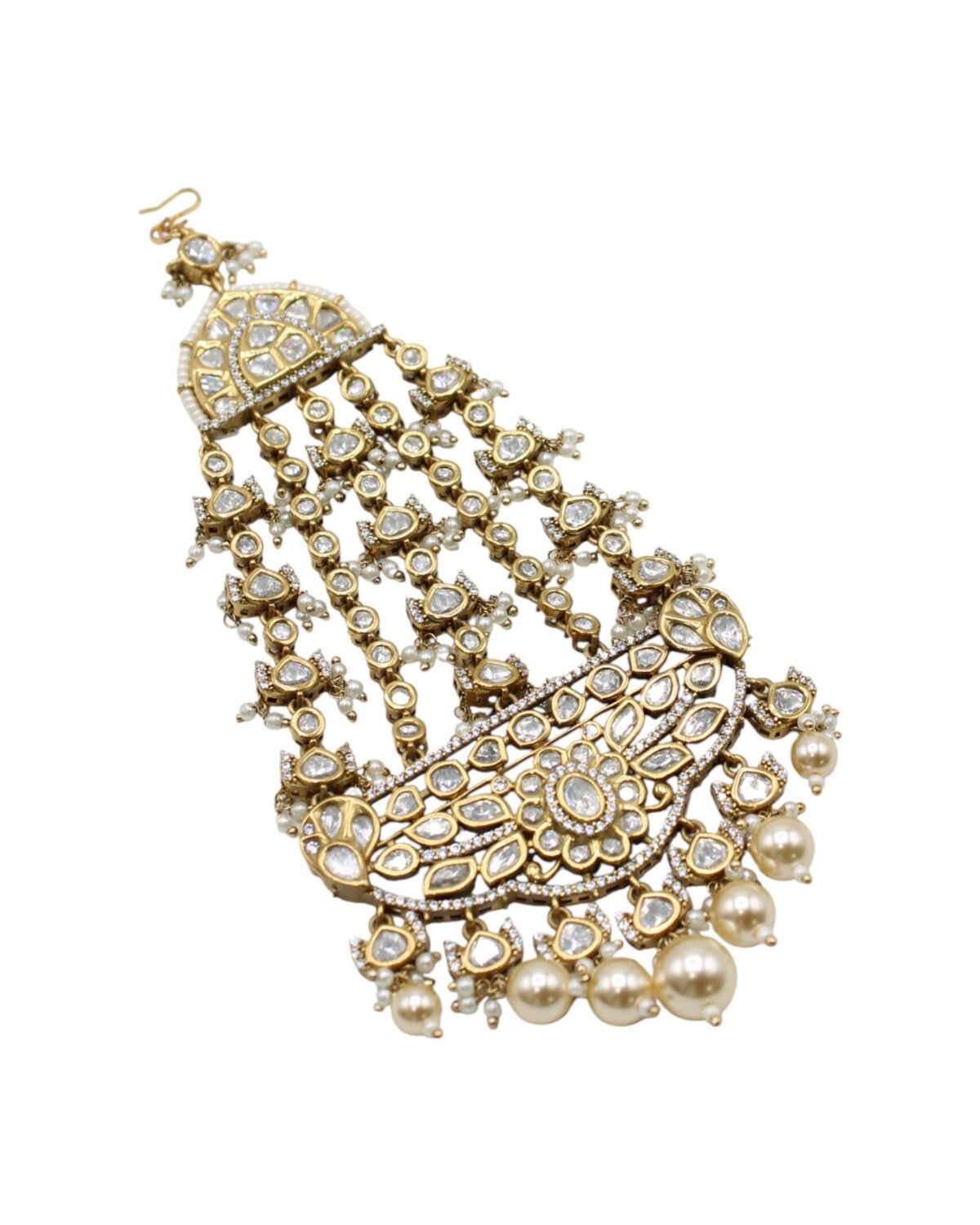 Elegant Gold and Pearl Chandelier Earrings