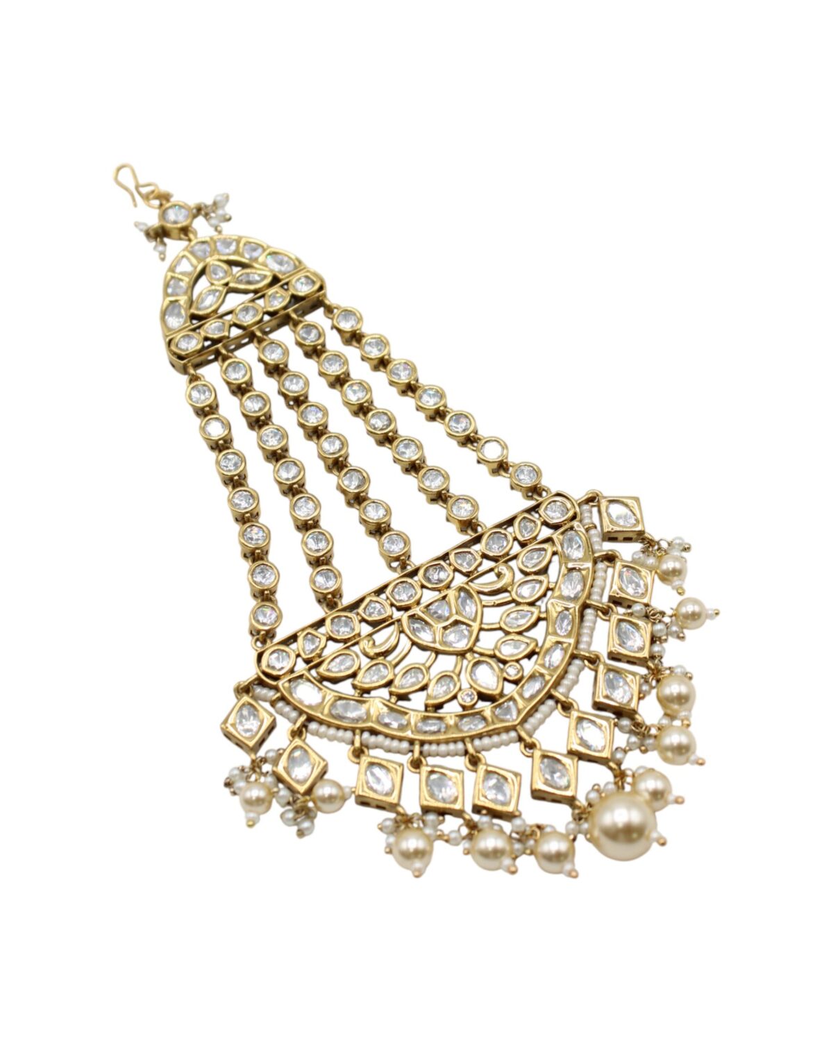 Elegant Gold and Pearl Chandelier Earring