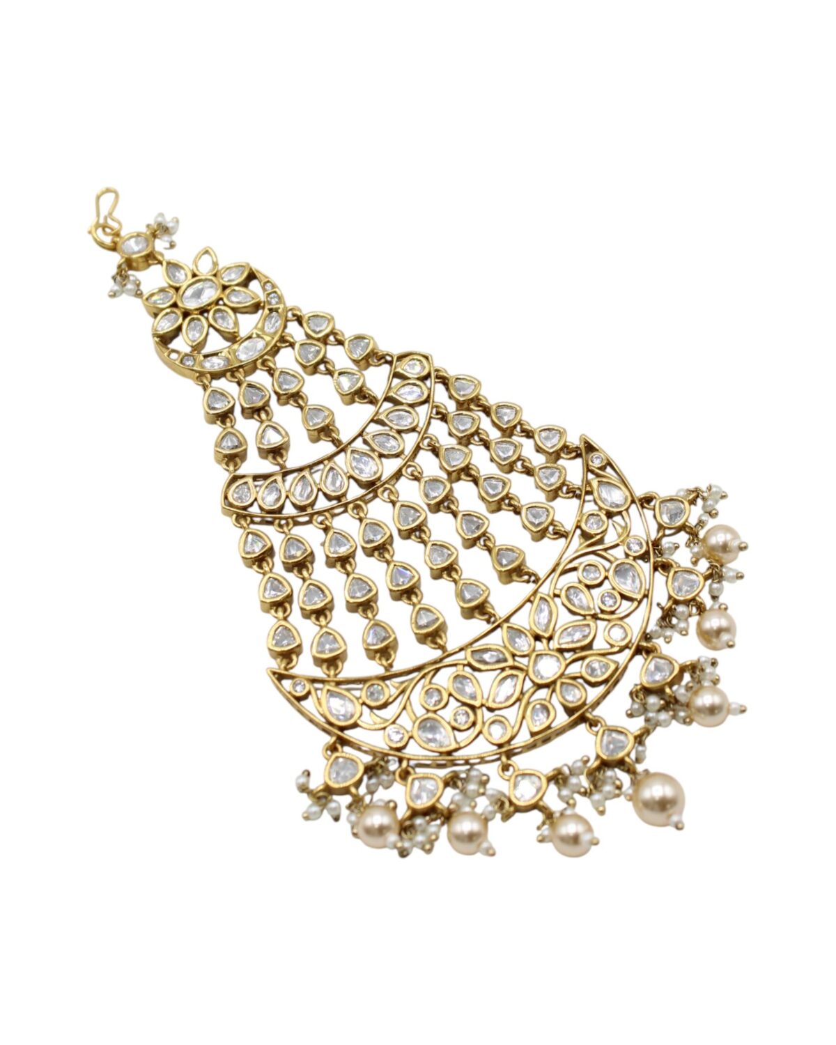 Elegant Gold and Pearl Chandelier Earring