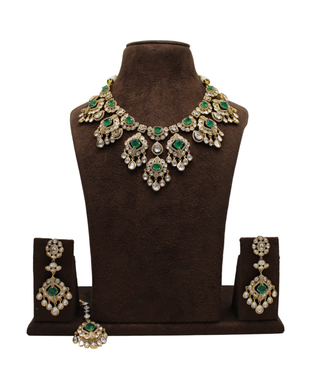 Elegant Green and Gold Statement Jewelry Set