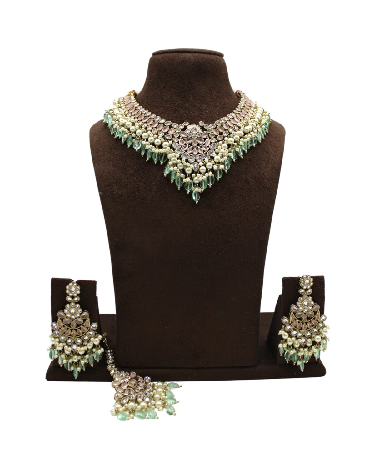 Elegant Mint Green and Pearl Jewelry Set