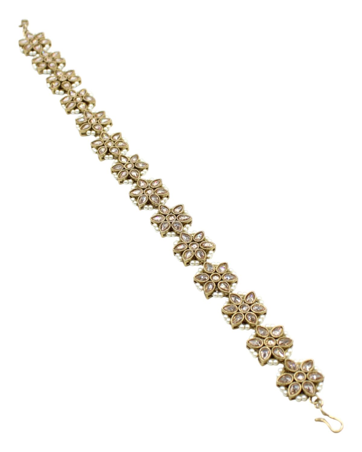 Elegant Floral Design Bracelet in Gold Tone
