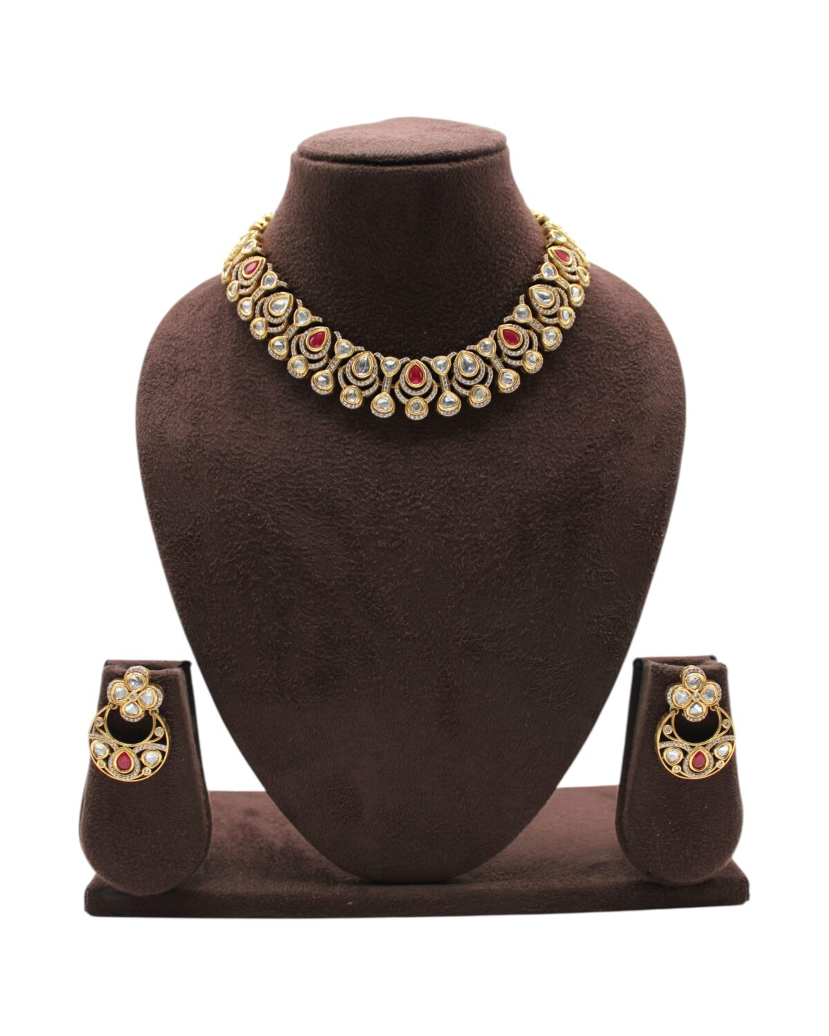 Elegant Gold and Red Stone Jewelry Set