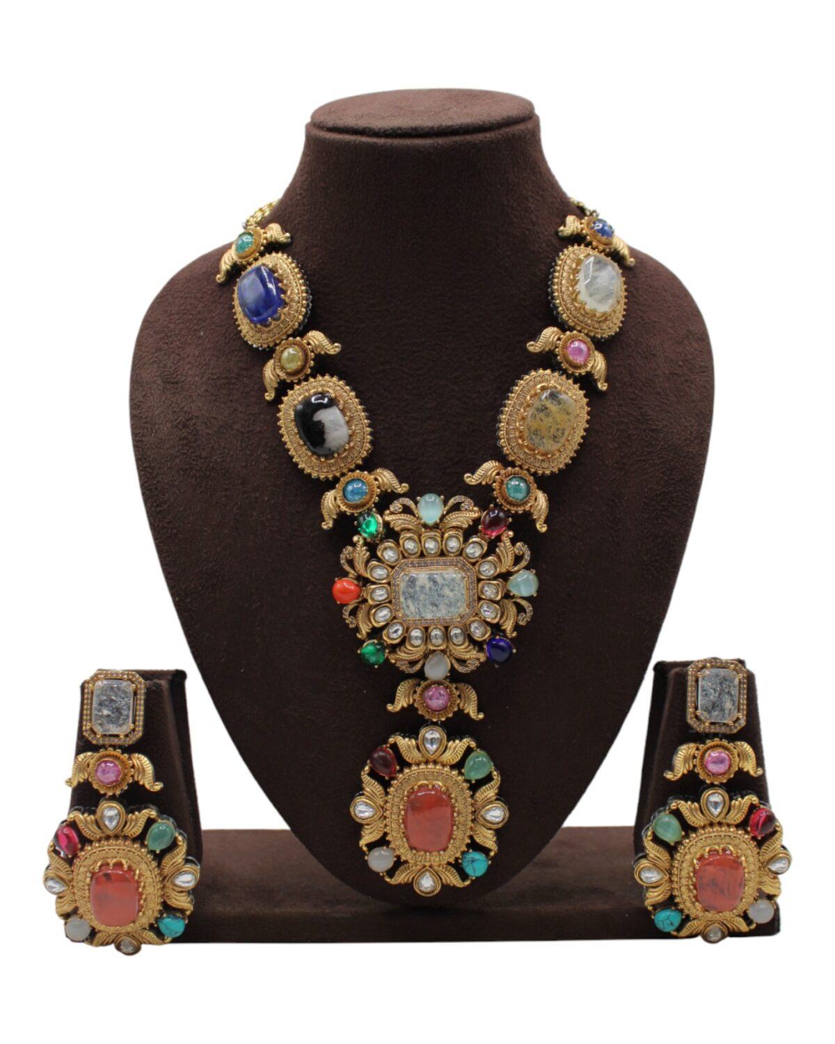 Exquisite Vintage Jewelry Set with Colorful Gemstones