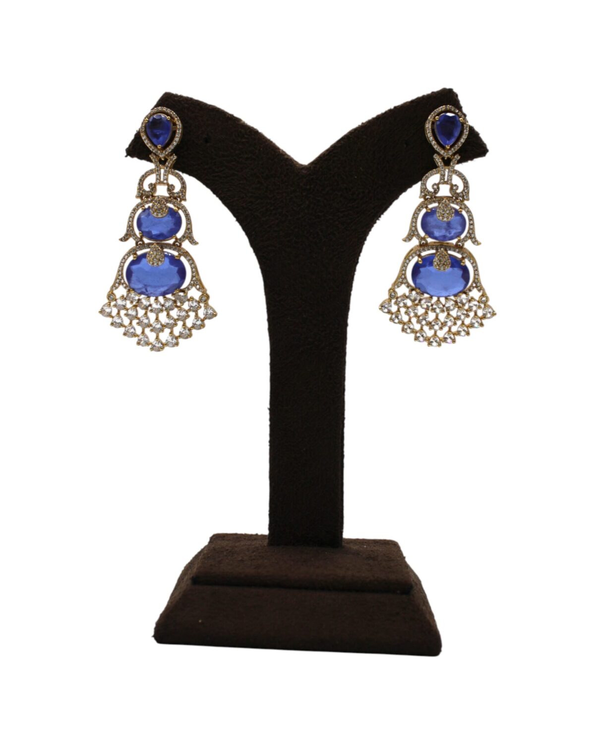 Elegant Blue Gemstone Earrings on Display