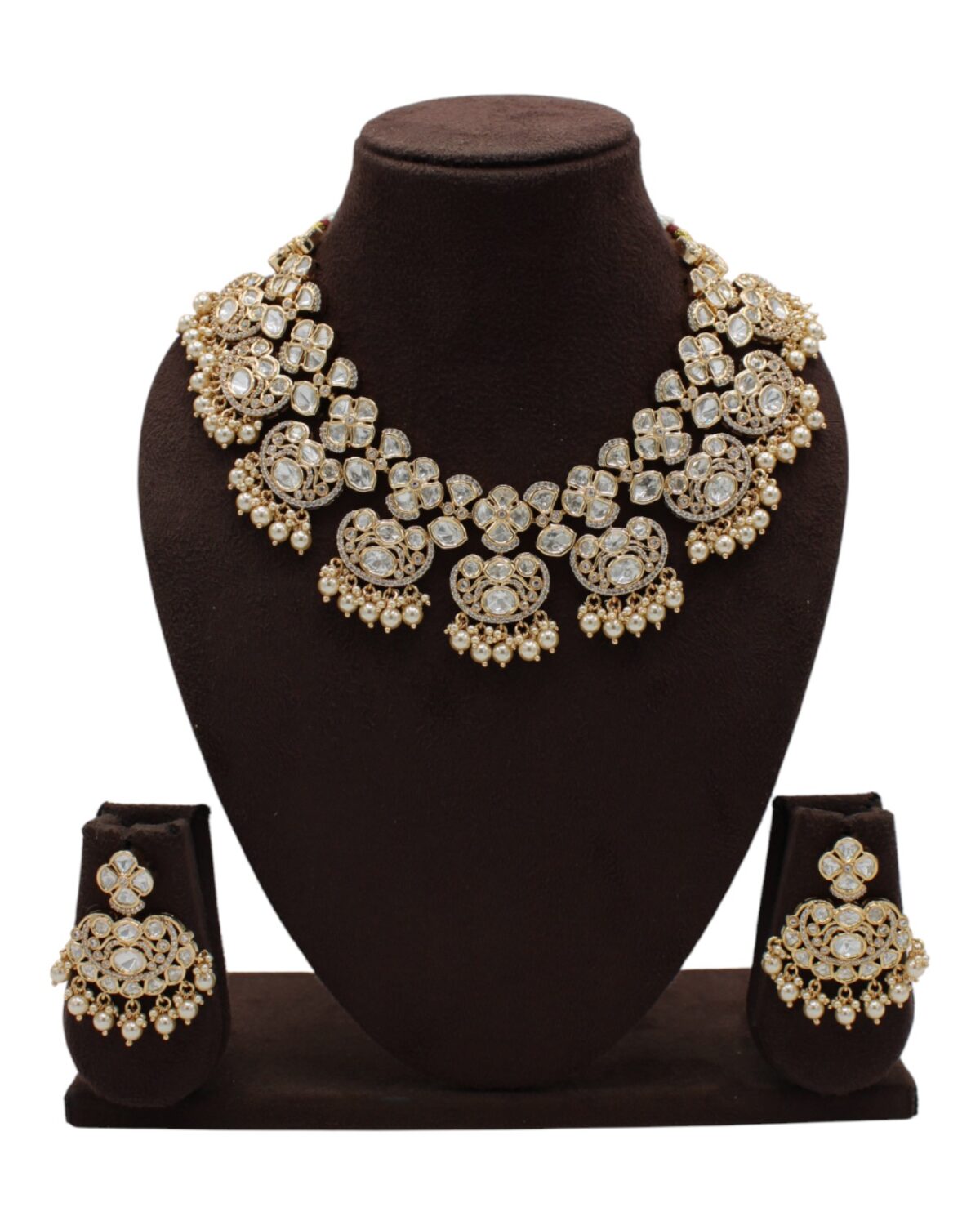 Elegant Gold and Pearl Statement Necklace Set