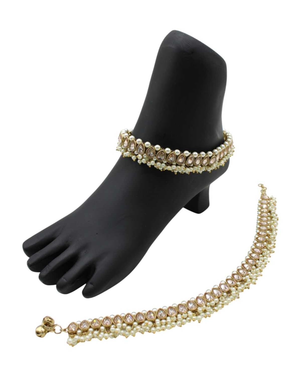 Elegant Pearl-Studded Anklet and Bracelet Set