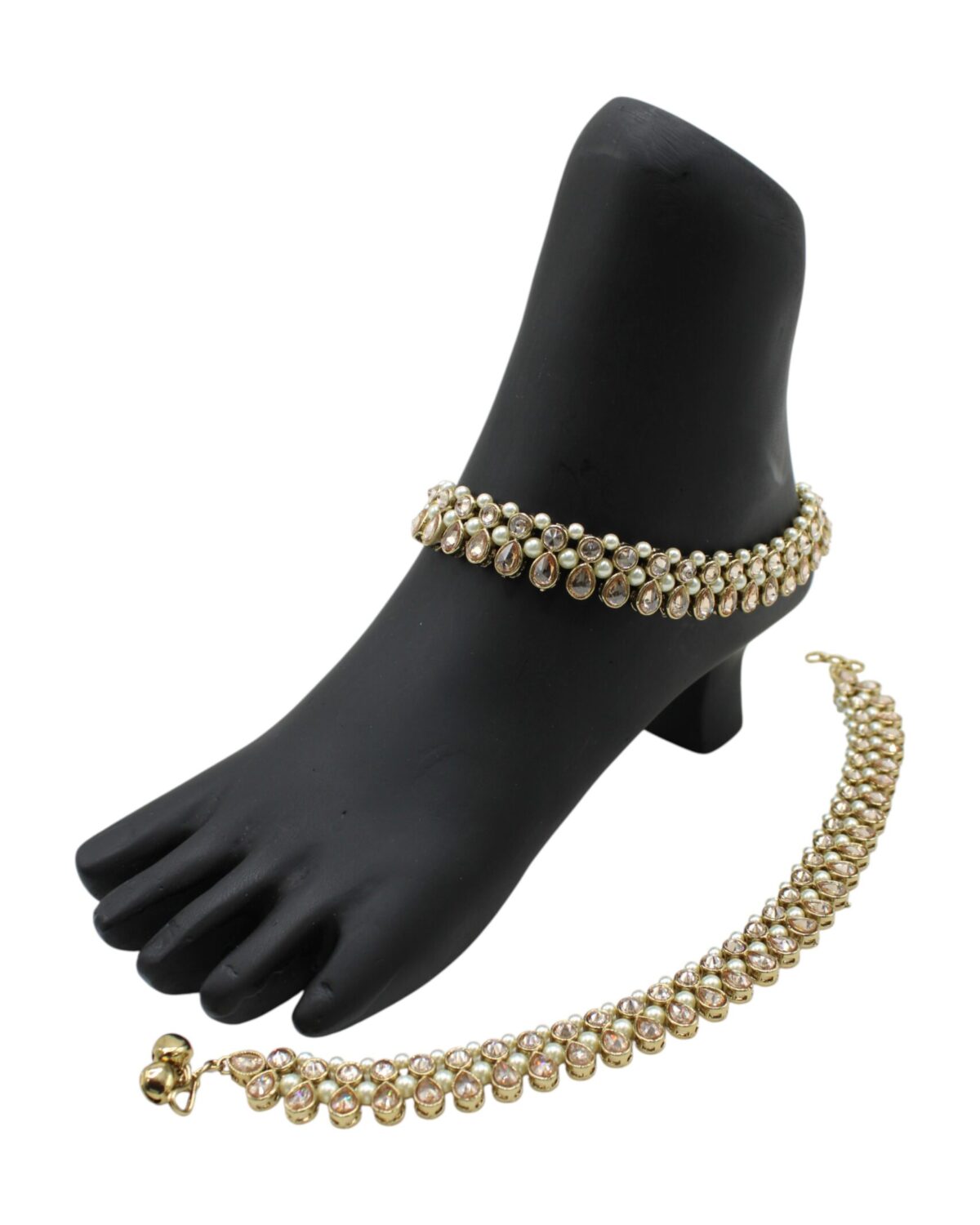 Elegant Gold and Pearl Anklet and Bracelet Set