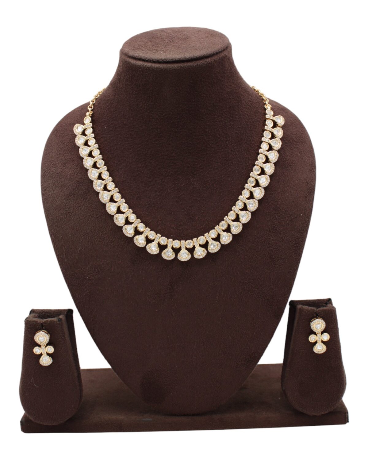 Elegant Gold and Diamond Necklace with Matching Earrings