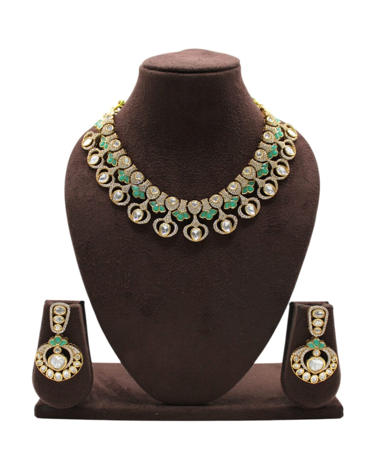 Elegant Green and Gold Statement Jewelry Set