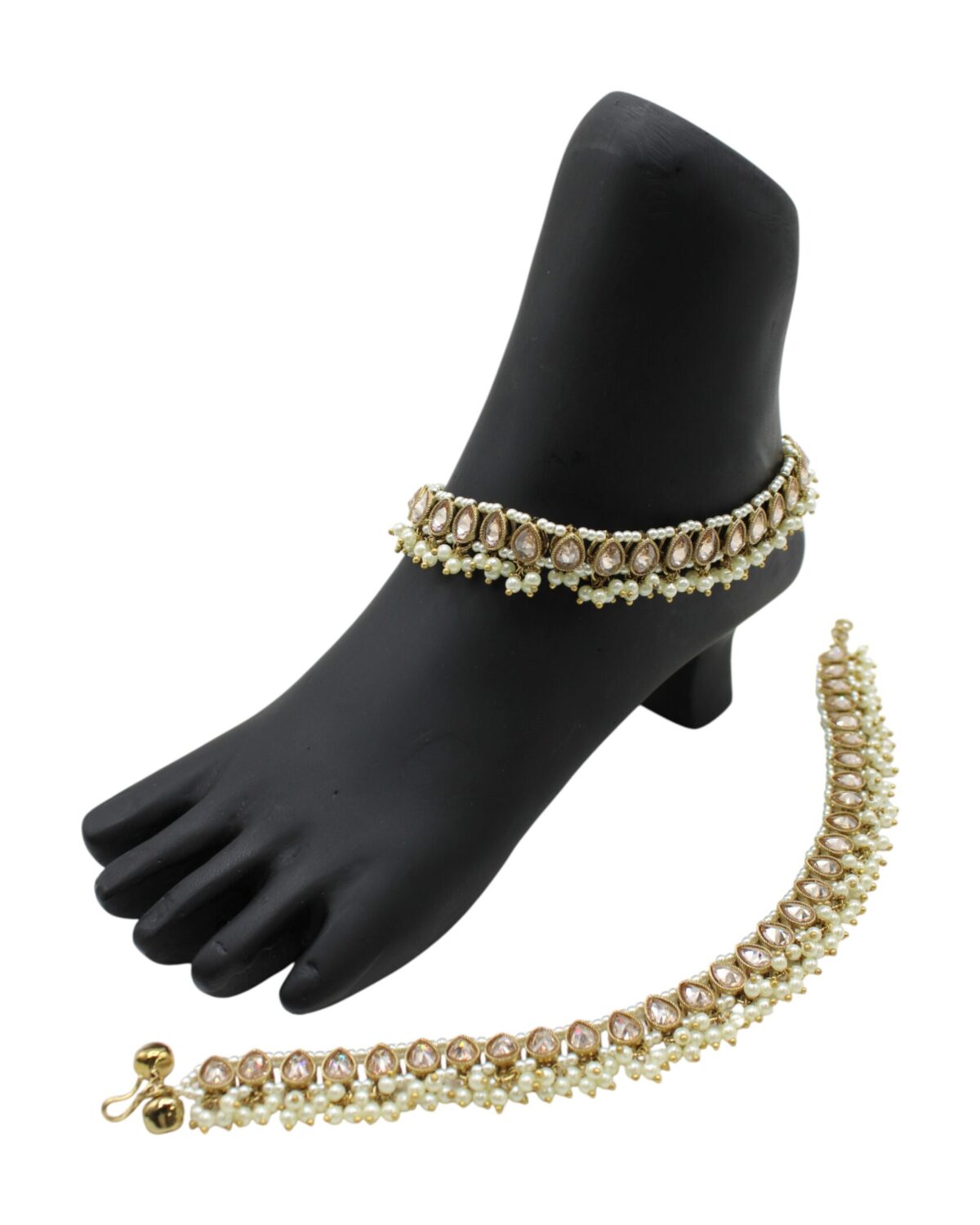 Elegant Pearl and Gold Anklet Set