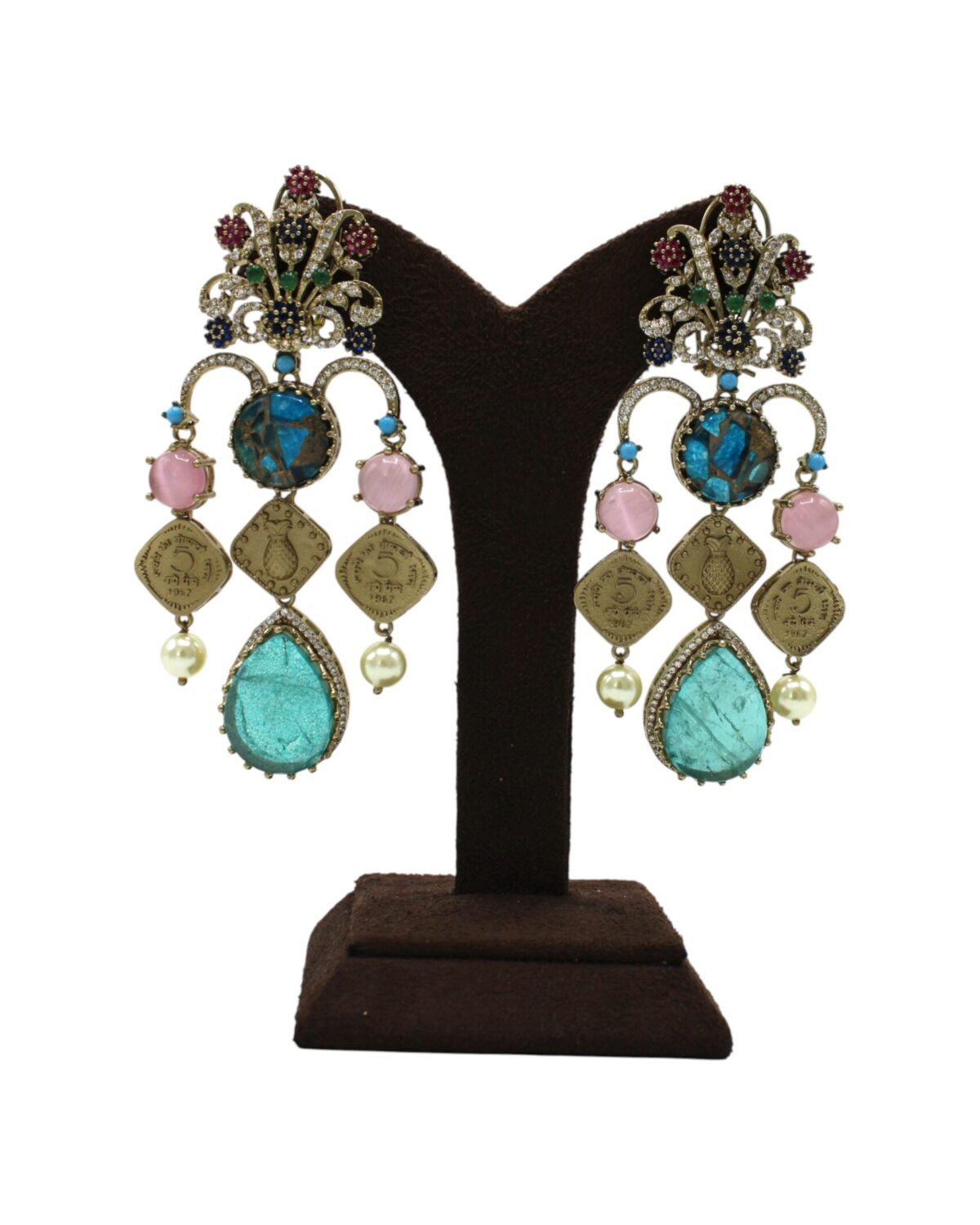 Elegant Vintage-Inspired Statement Earrings with Gemstone Accents