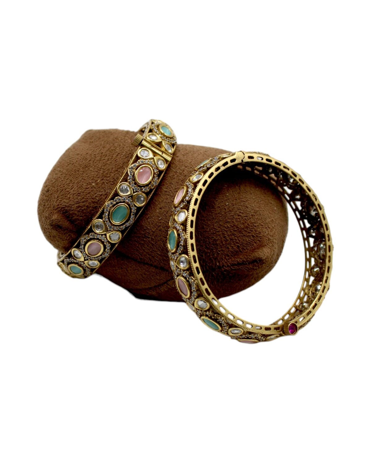 Elegant Antique Bangles with Colorful Gemstones