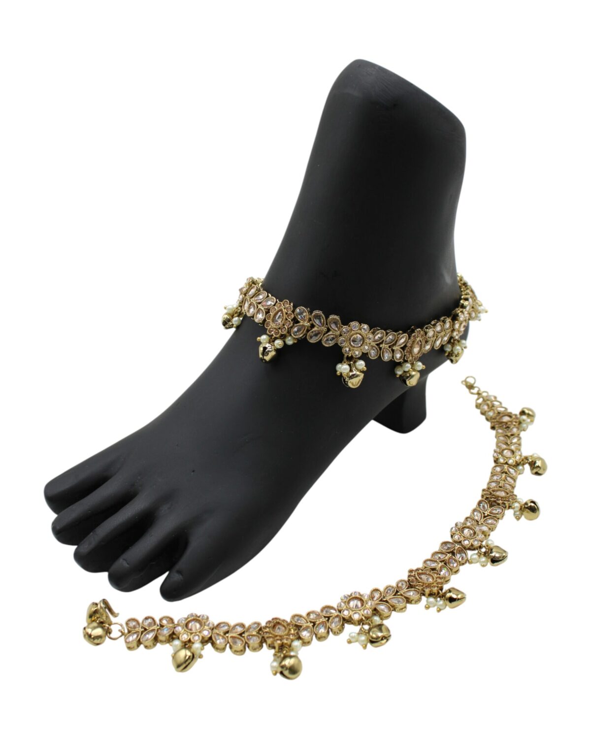 Elegant Gold and Crystal Anklet Set