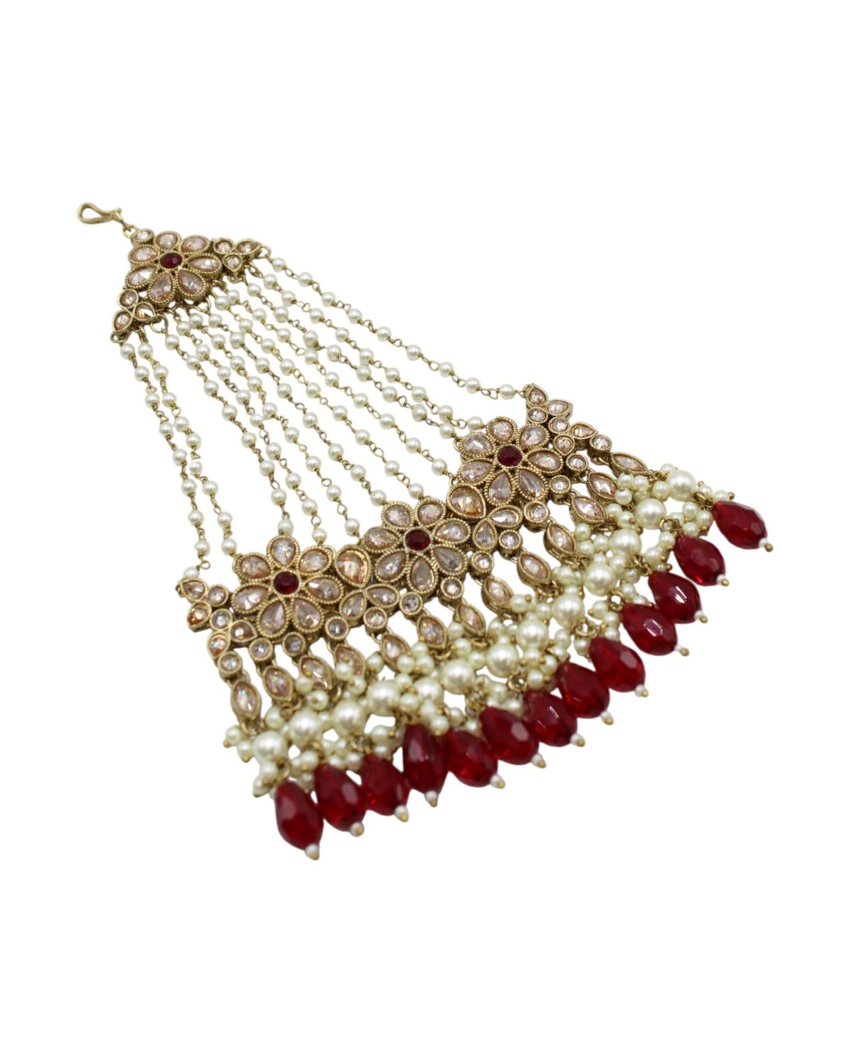 Elegant Traditional Indian Jewelry with Pearls and Red Accents