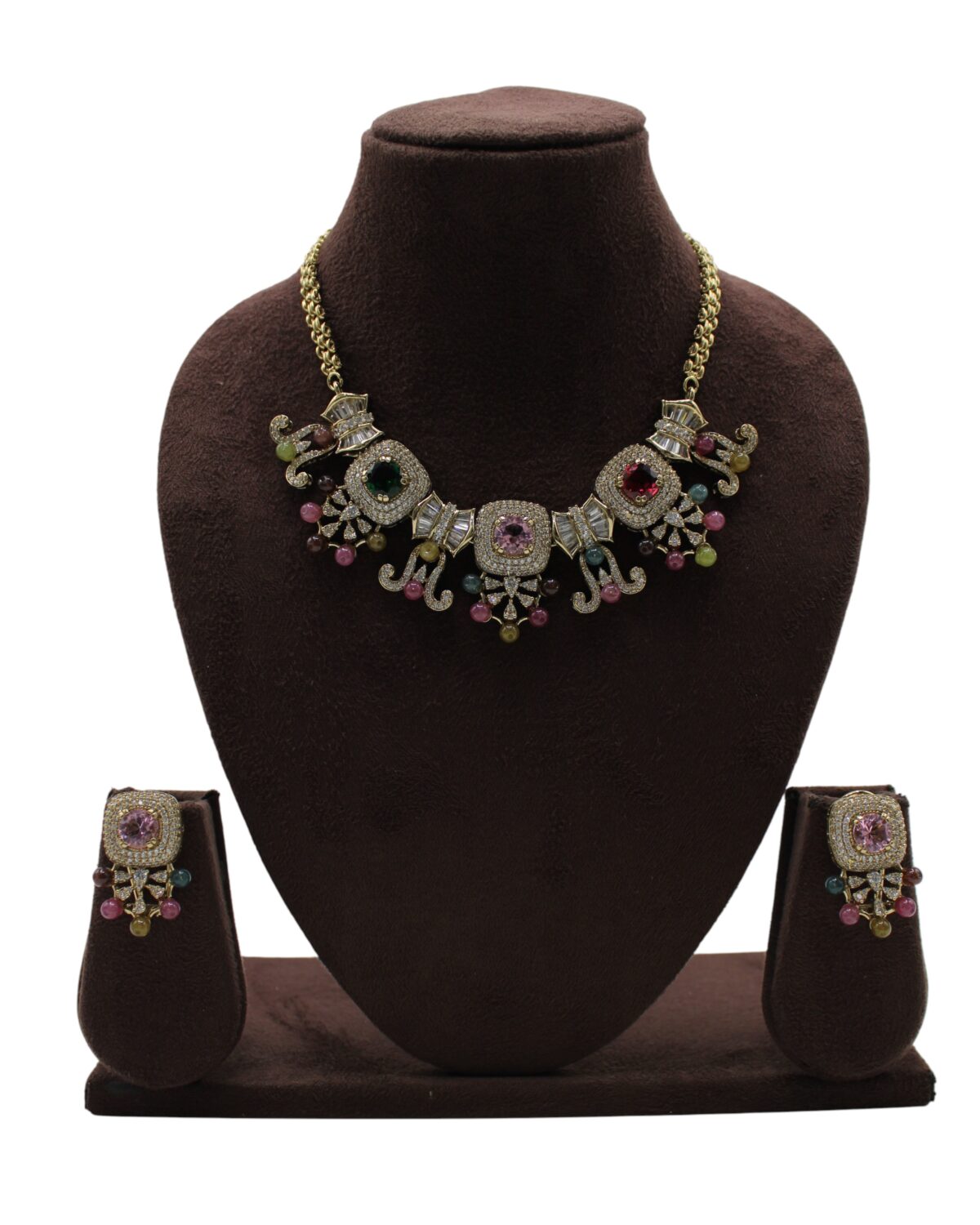 Elegant Traditional Jewelry Set with Colorful Gemstones