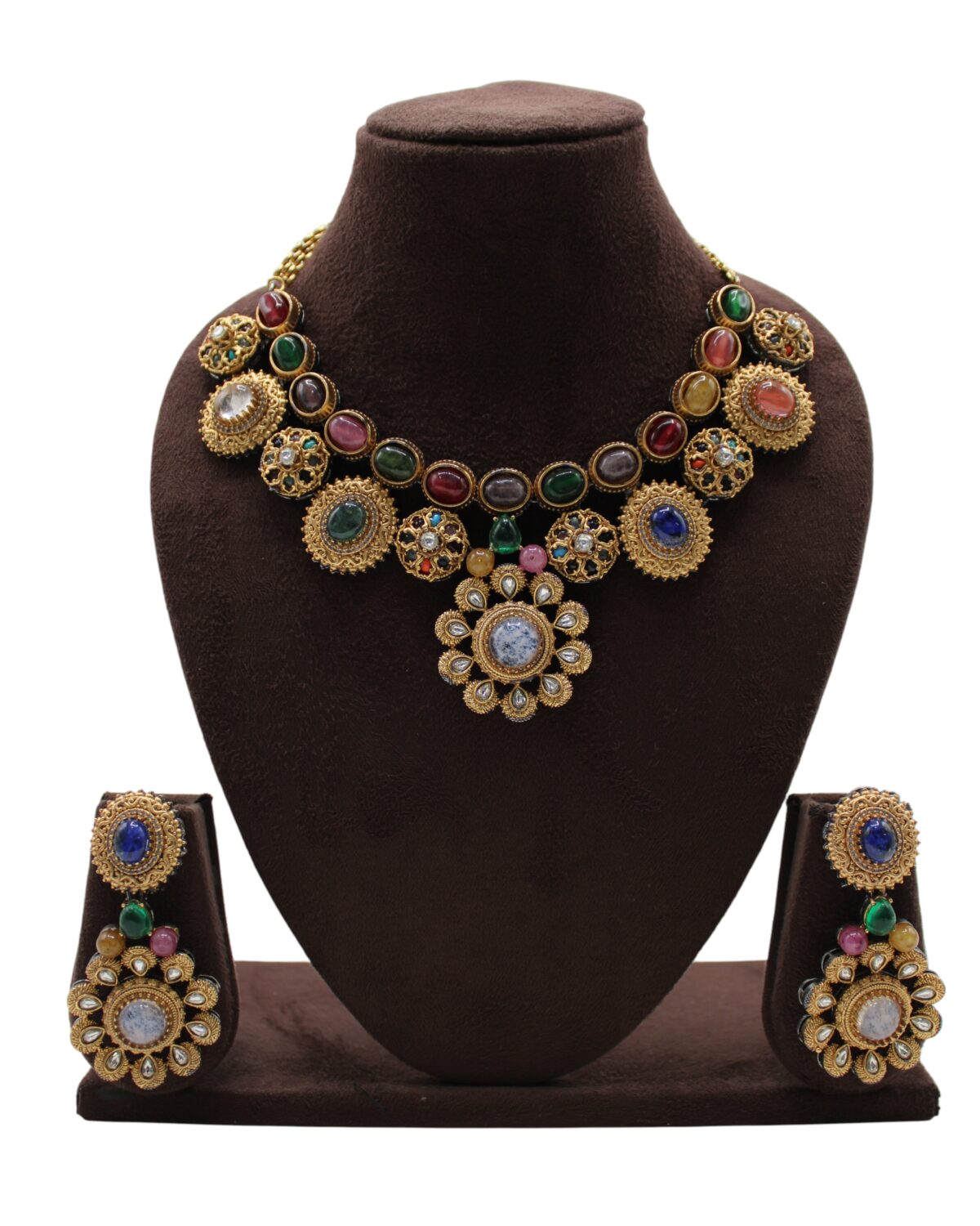 Elegant Traditional Jewelry Set with Colorful Gemstones