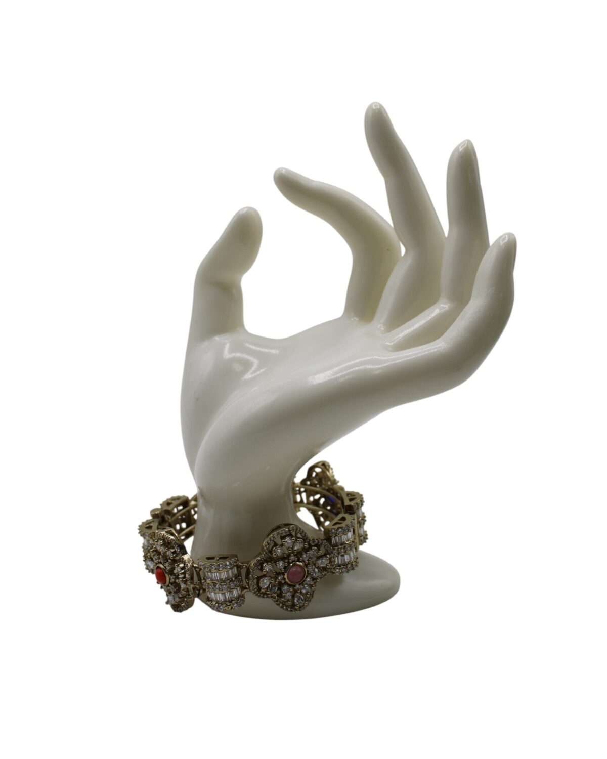 Elegant Display of Vintage Jewelry on a Porcelain Hand
