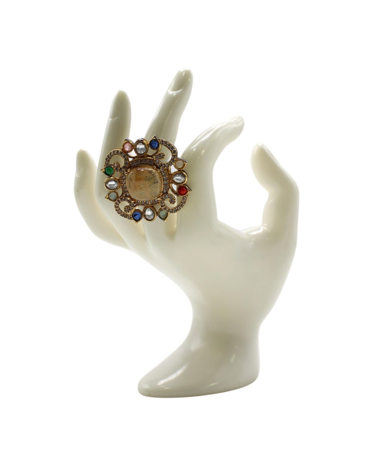 Elegant Vintage Brooch Displayed on a Sculpted Hand