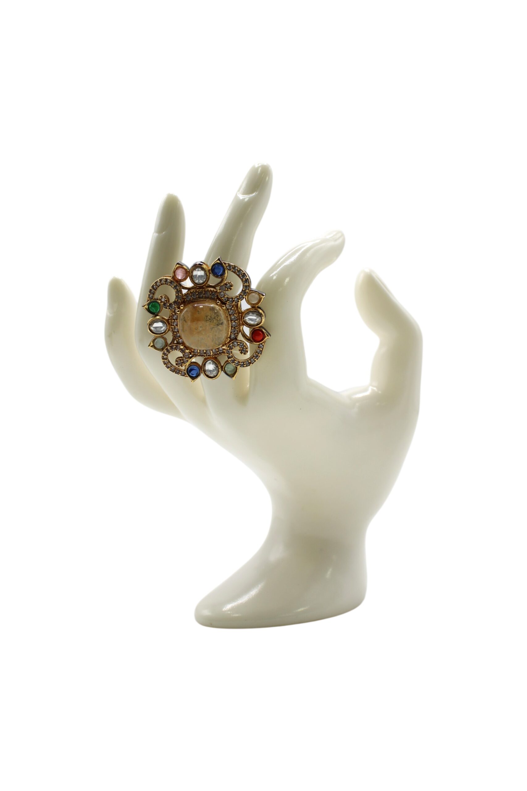 Elegant Vintage Brooch Displayed on a Sculpted Hand