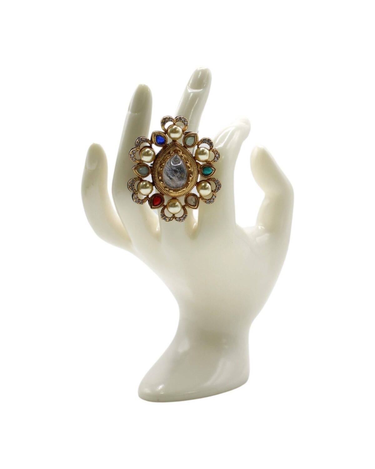 Elegant Vintage Ring Displayed on a Decorative Hand