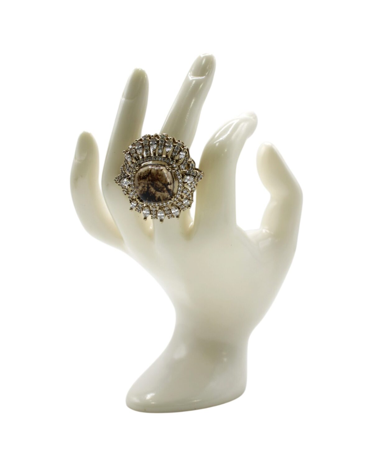 Elegant Vintage Ring Displayed on a Sculpted Hand