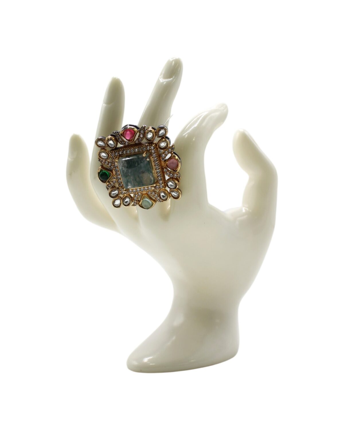 Elegant Vintage Ring Displayed on a Porcelain Hand