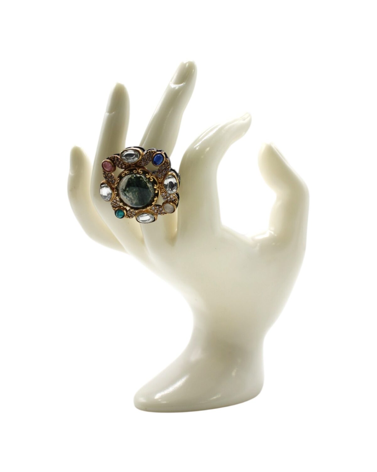 Elegant Vintage Ring Displayed on a Sculpted Hand