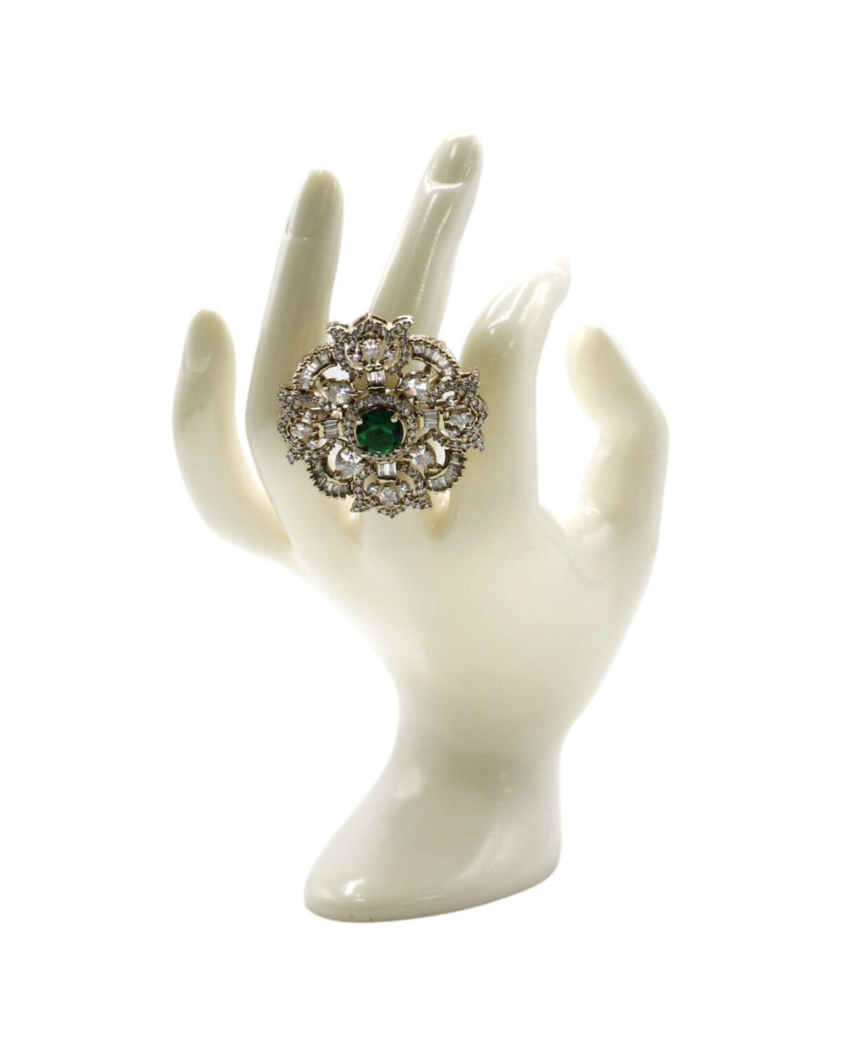 Elegant Vintage Ring Displayed on a Decorative Hand