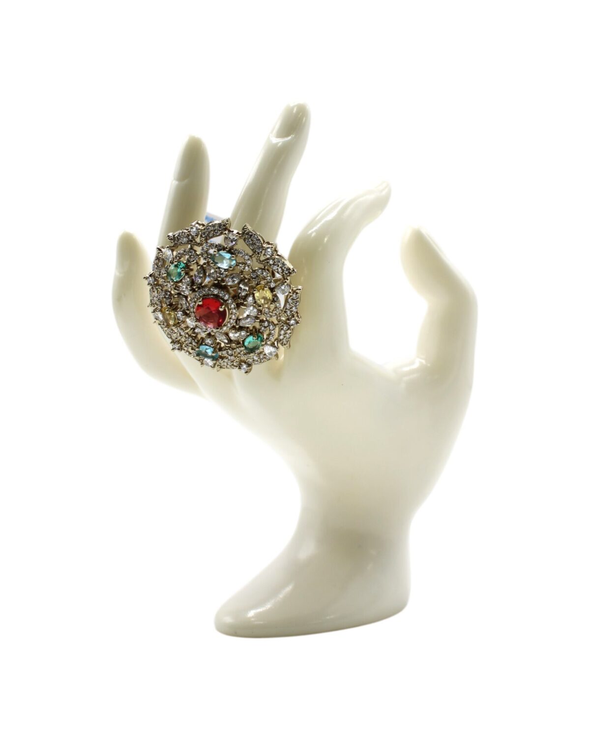 Elegant Vintage Brooch Displayed on a Sculpted Hand
